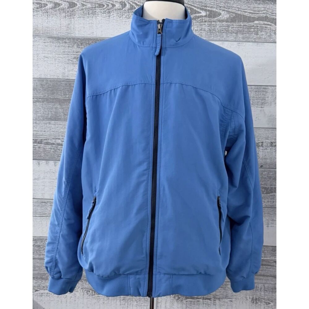 Duluth Trading Co Men’s L Jacket Wind Rain Outdoor Full Zip Blue Nylon Polyester